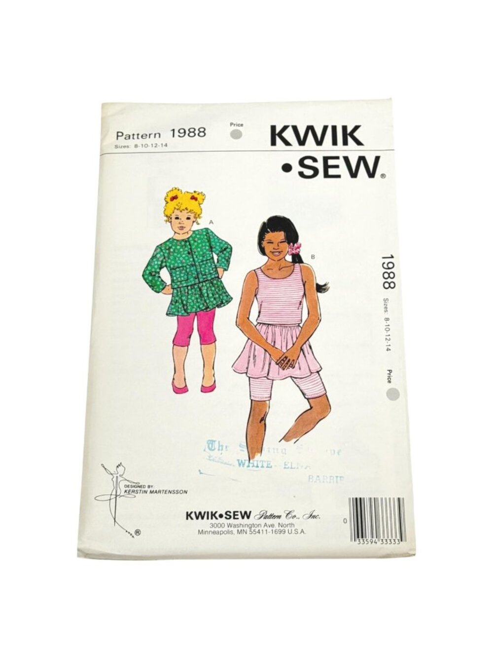 Kwik Sew‎ 1988 Girls Top Sweater Skeggings 8 10 12 14 New Sealed Uncut